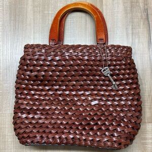 Fossil Vintage Leather Braided Handbag